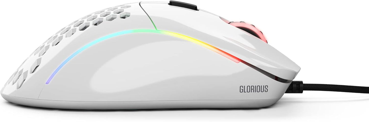 Glorious Model D Minus Wired Honeycomb RGB Gaming Mouse - Glossy White