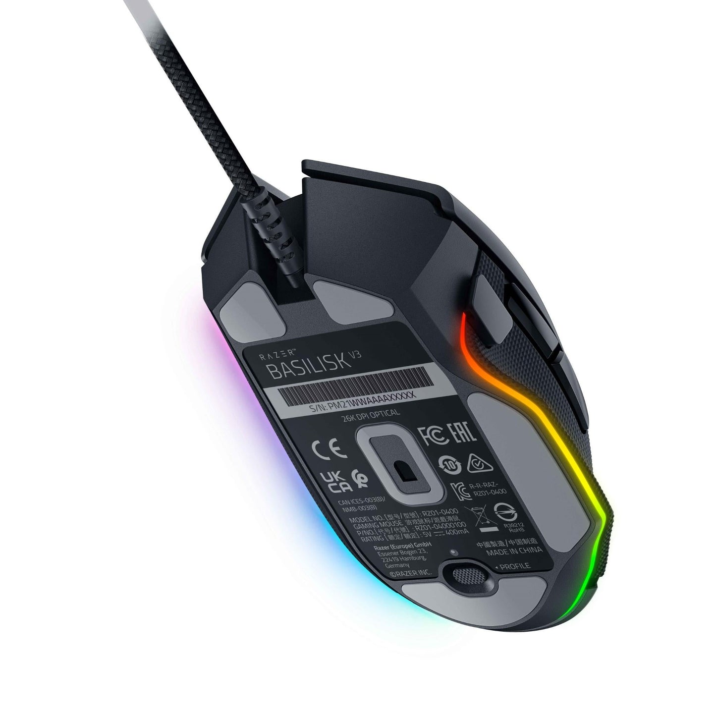 Razer Basilisk V3 Wired Ergonomic Gaming Mouse with Chroma RGB - Black