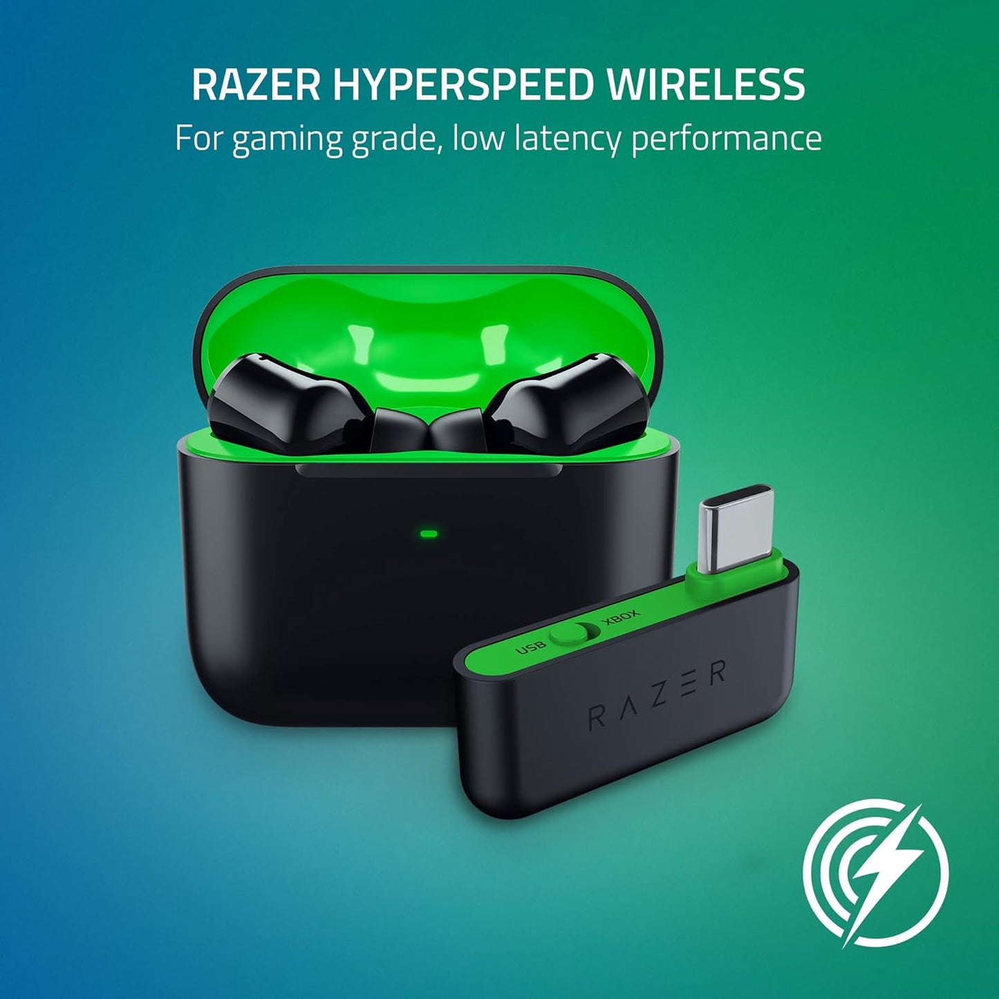Razer Hammerhead HyperSpeed Wireless Noise Cancelling Gaming Earbuds - Multi-Platform - Black