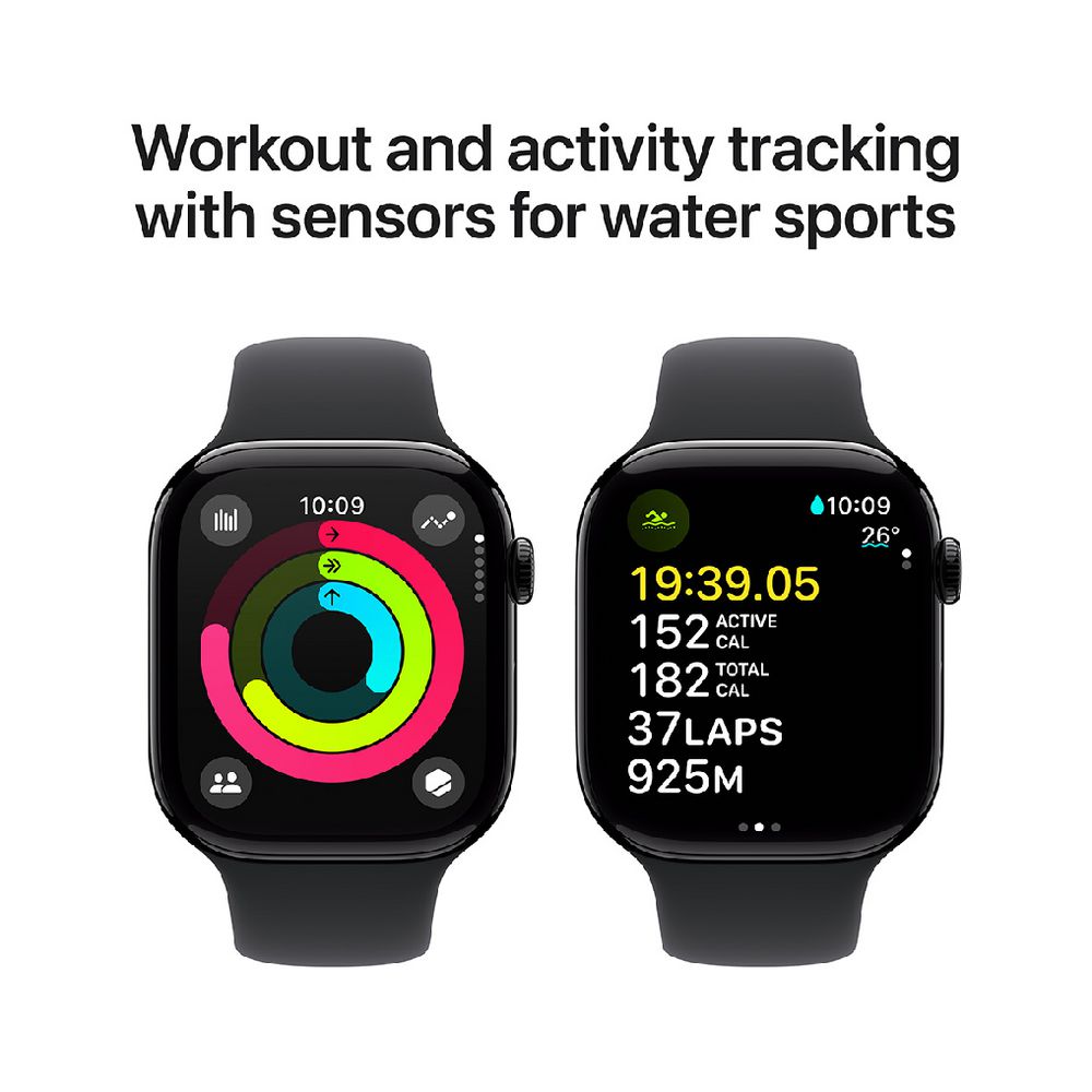 Apple Watch Series 10 GPS + Cellular (46mm) - Sport Band - Aluminium Case (M/L) - Jet Black