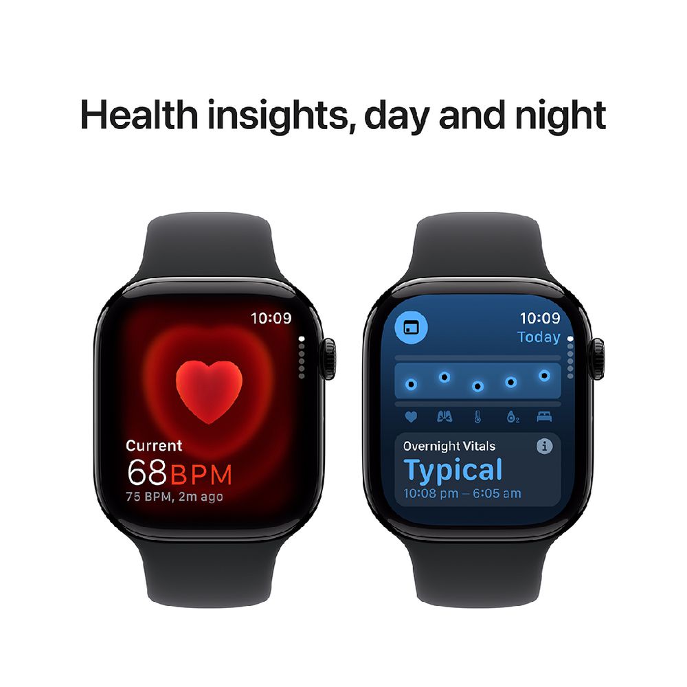 Apple Watch Series 10 GPS + Cellular (46mm) - Sport Band - Aluminium Case (M/L) - Jet Black