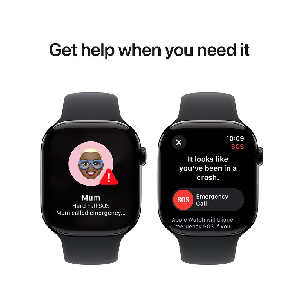 Apple Watch Series 10 GPS + Cellular (46mm) - Sport Band - Aluminium Case (M/L) - Jet Black