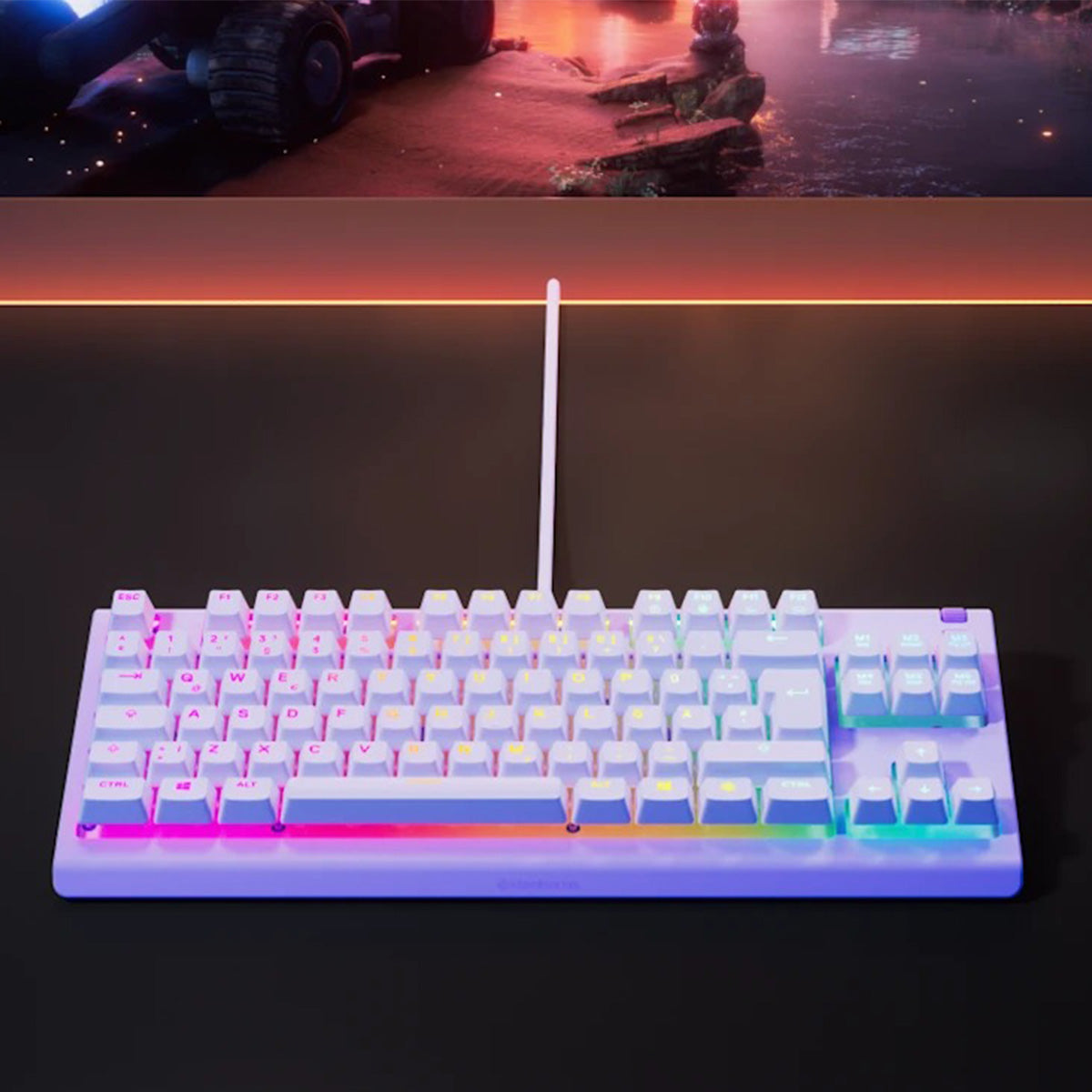 SteelSeries Apex 3 TKL RGB lavender gaming keyboard, view 7
