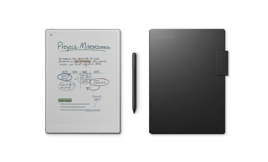 reMarkable Paper Pro 11.8" Tablet Bundle with Marker Plus and Black Leather Book Folio