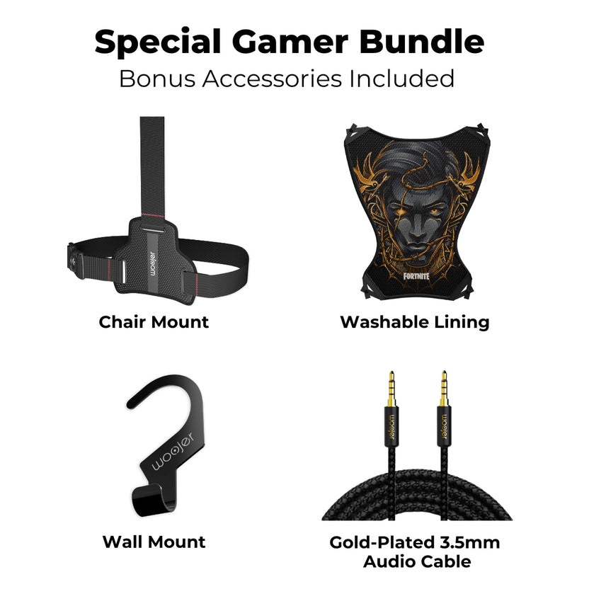 Woojer VEST 3 - Fortnite Edition Special Gamer Bundle - Wearable Haptic Vest for Immersive VR, Gaming & Music