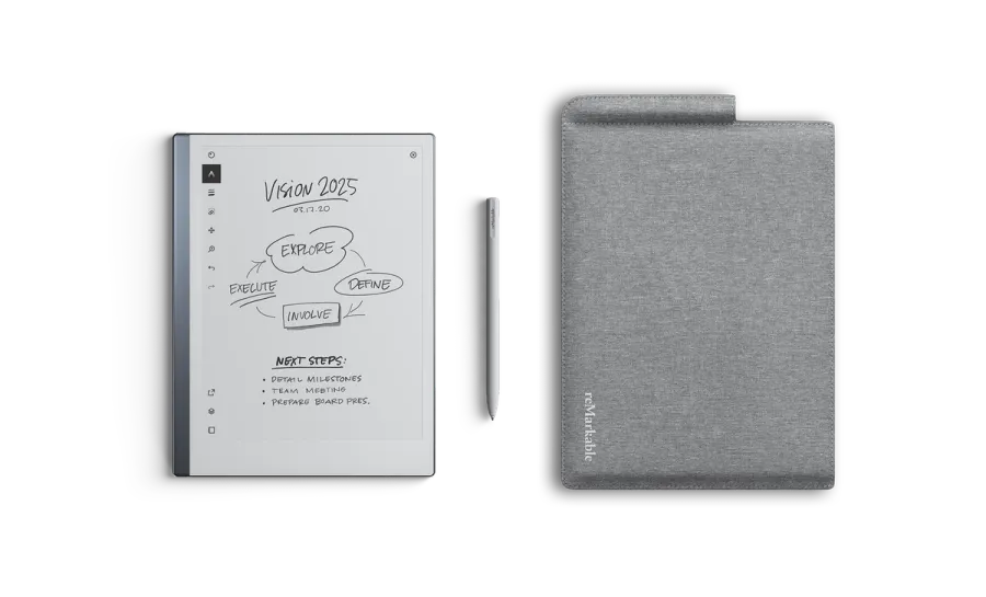 reMarkable 2 10.3" Paper Tablet Bundle with Grey Folio Sleeve and Marker Basic