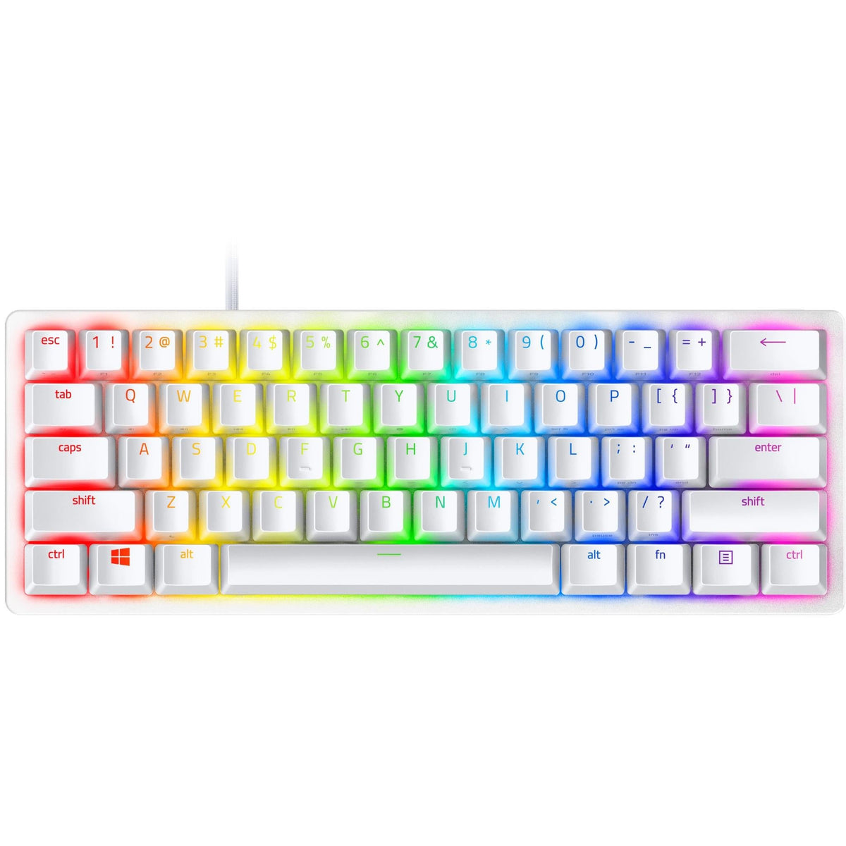 Razer Huntsman Mini 60% Gaming Keyboard (Clicky Purple Switch) - Mercury White