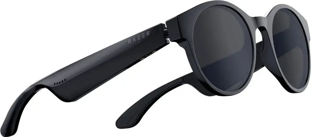 Razer Anzu Smart Glasses with Blue Light Filtering & Polarized Sunglass Lenses - Large Round Frame - Black