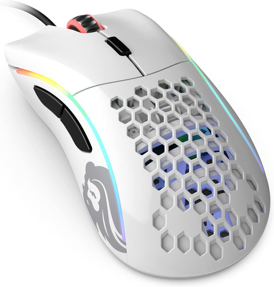 Glorious Model D Minus Wired Honeycomb RGB Gaming Mouse - Glossy White