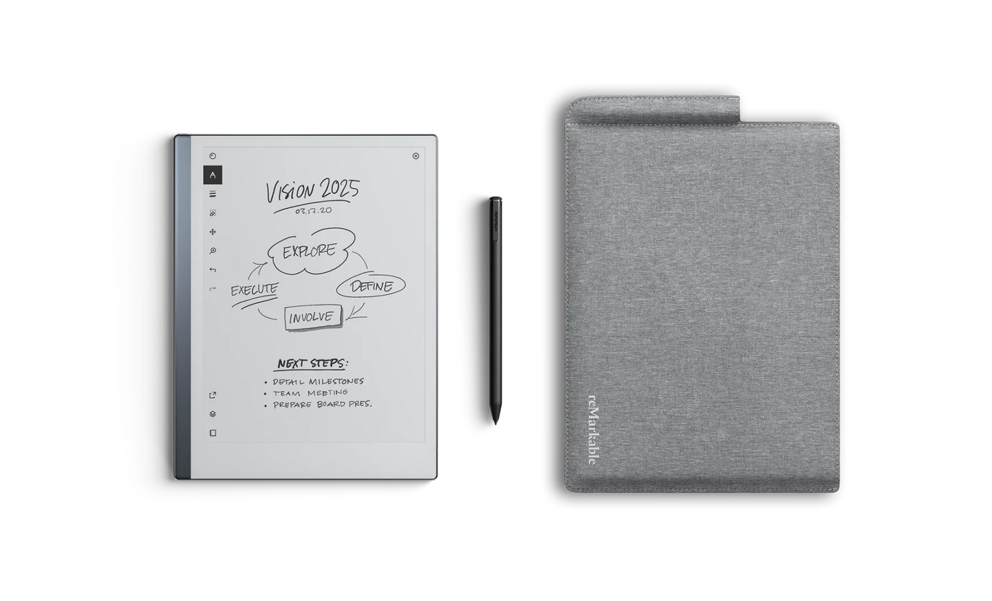 reMarkable 2 10.3" Paper Tablet Bundle with Grey Folio Sleeve and Marker Plus