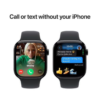 Apple Watch Series 10 GPS + Cellular (46mm) - Sport Band - Aluminium Case (M/L) - Jet Black