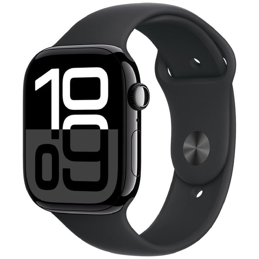 Apple Watch Series 10 GPS + Cellular (46mm) - Sport Band - Aluminium Case (M/L) - Jet Black