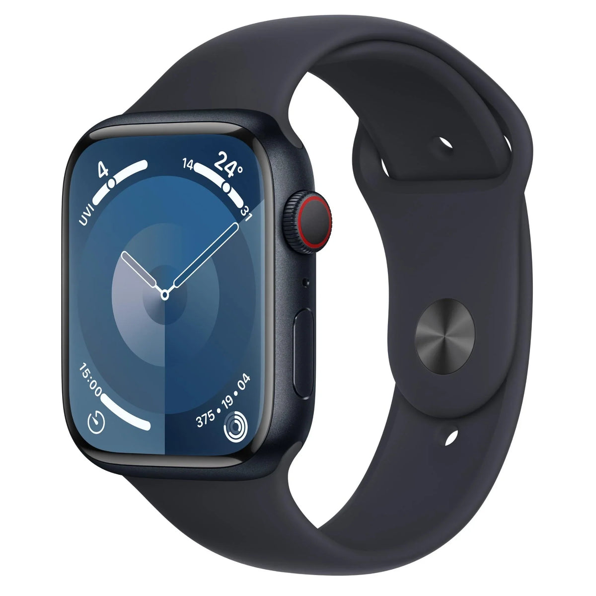 Apple Watch Series 9 45mm GPS + Cellular in Midnight aluminium with Sport Band