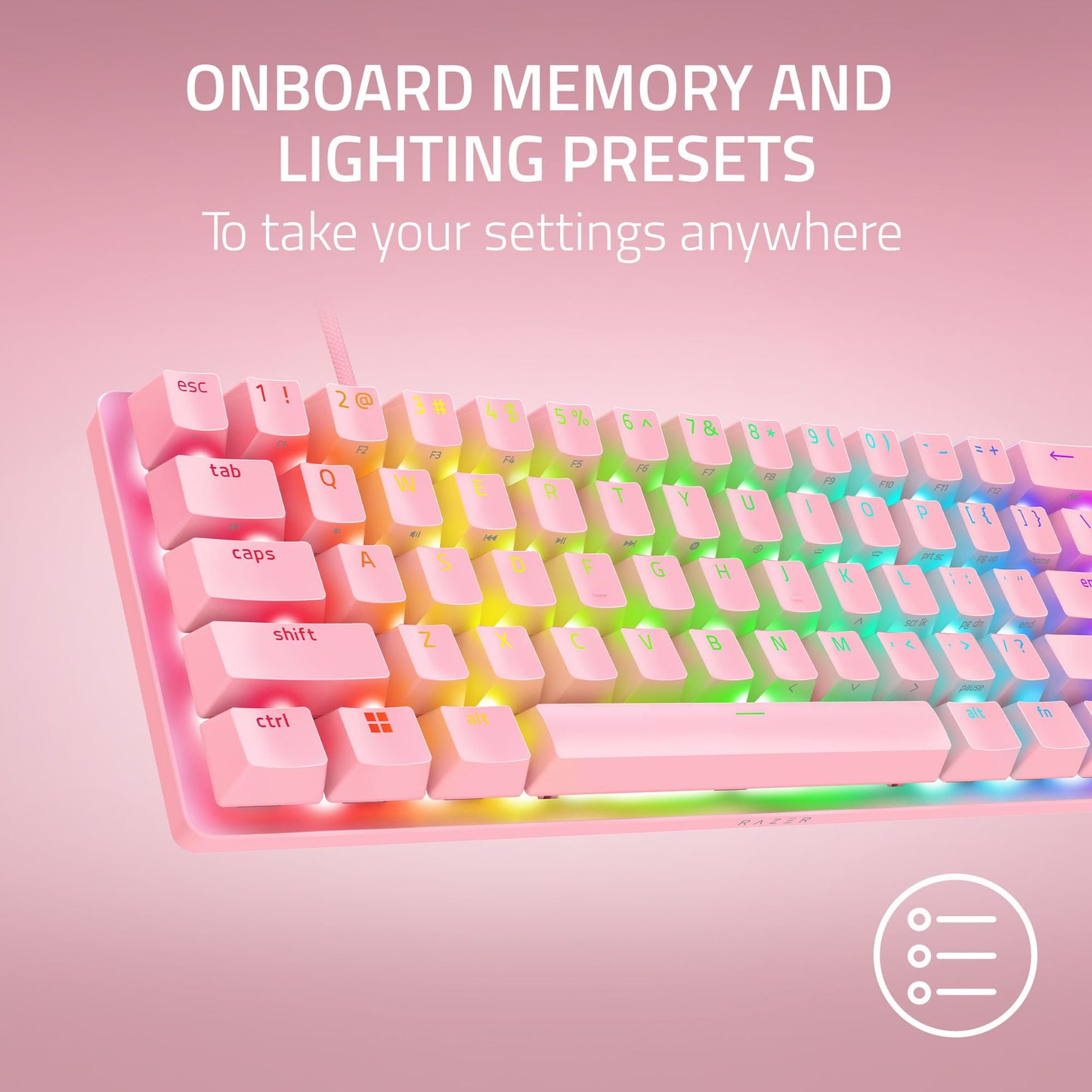 Razer Huntsman Mini 60% Gaming Keyboard - Quartz Pink