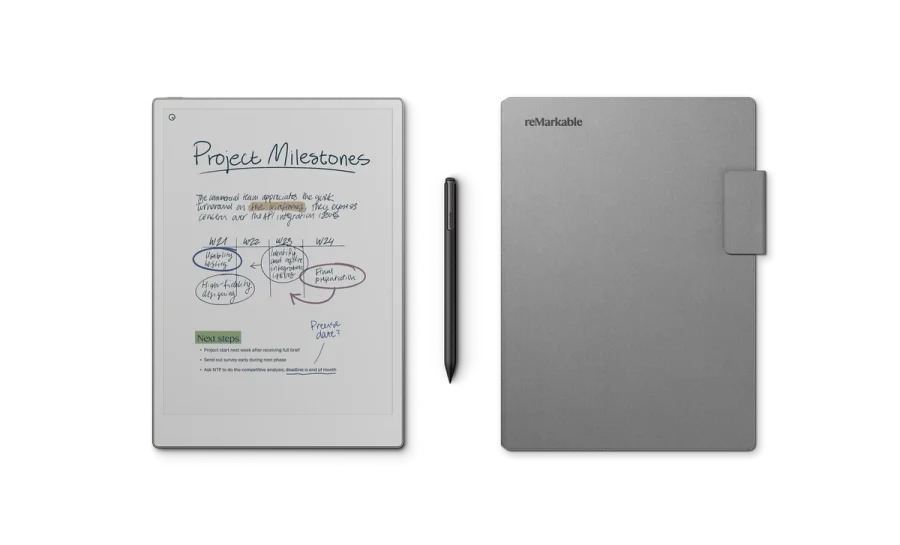 reMarkable Paper Pro 11.8" Tablet Bundle with Marker Plus and Grey Polymer Book Folio