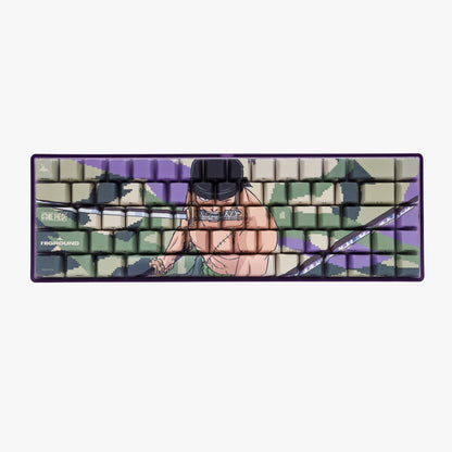 Front of the Higround x One Piece Basecamp 65HE keyboard, Zoro Edition