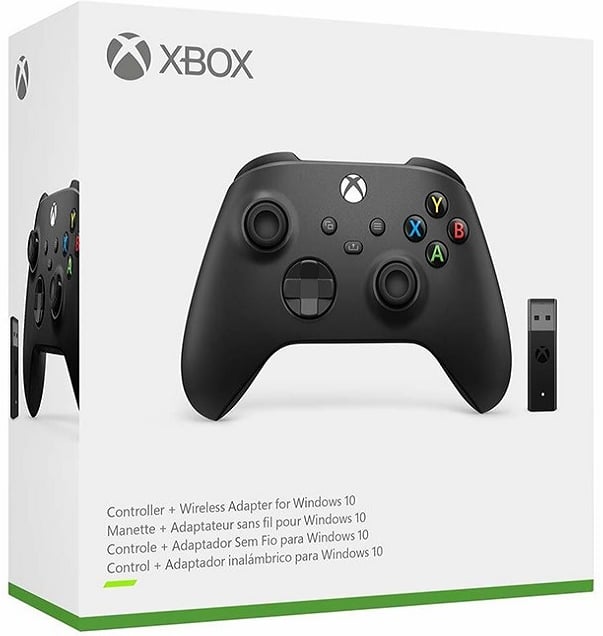 Microsoft Xbox Wireless Controller - Carbon Black + Xbox Wireless Adapter for Windows
