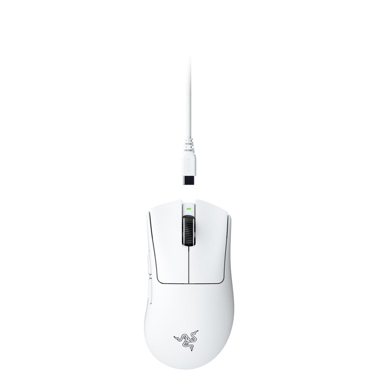Razer DeathAdder V4 Pro white wireless gaming mouse, view 2