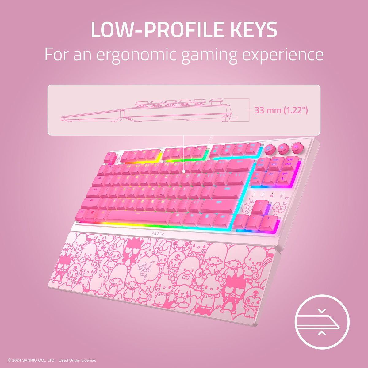 Razer Ornata V3 TKL Hello Kitty and Friends Edition keyboard, view 2