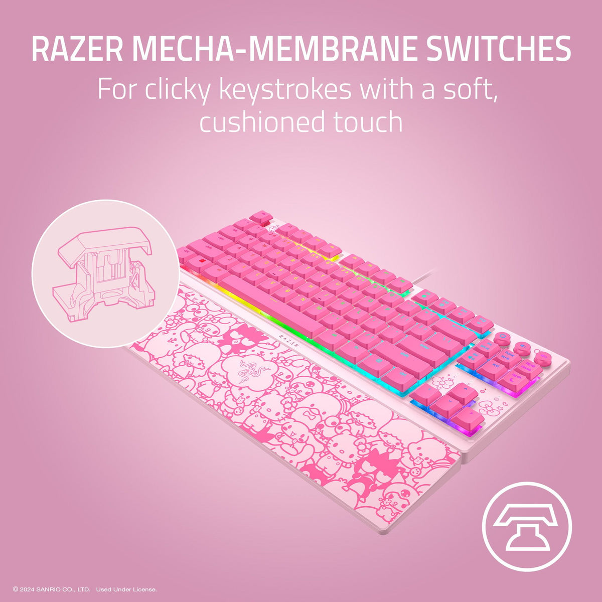 Razer Ornata V3 TKL Hello Kitty and Friends Edition keyboard, view 3