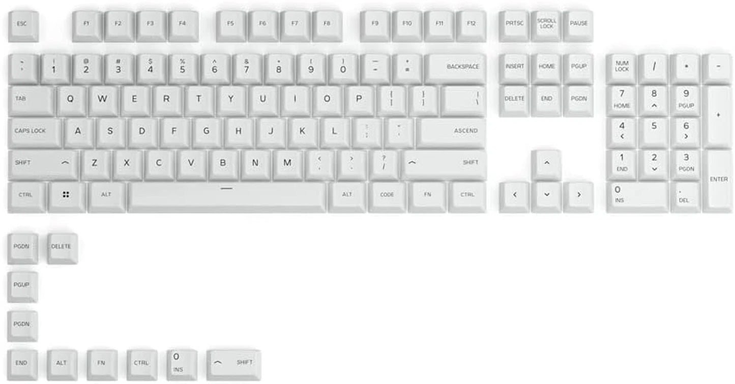 Glorious GPBT Dye Sublimated Keycaps 114 Keycap Set - Arctic White