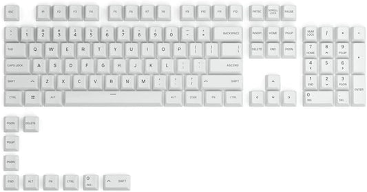 Glorious GPBT Dye Sublimated Keycaps 114 Keycap Set - Arctic White