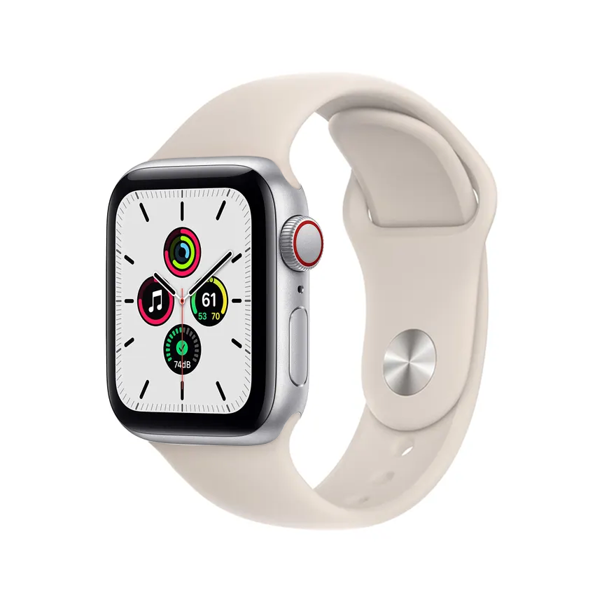 Apple Watch SE (2nd Gen) GPS + Cellular - 40mm - Silver Aluminium Case with Starlight Sports Band (M/L)