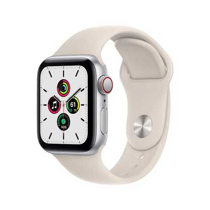 Apple Watch SE (2nd Gen) GPS + Cellular - 44mm - Silver Aluminium Case with Starlight Sports Band (M/L)