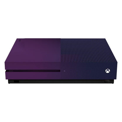 Xbox One S 1TB console in purple, angled top view
